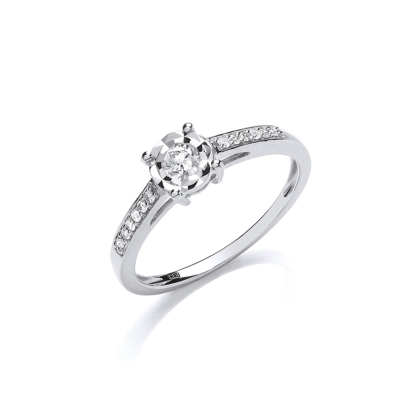 9ct White Gold 0.15ct Solitaire Ring - Fine Ring - Certified Authentic - Swiss Made – Luxury Jewellery by Imperial Tim